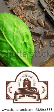 Fair Trade graphic against chocolate and basil