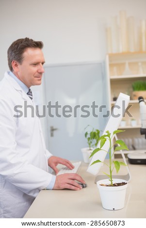 Scientist using computer in the laboratory