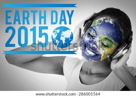 Earth Day Graphic against earth overlay on face