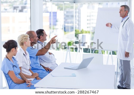 Team of doctor during meeting in medical office