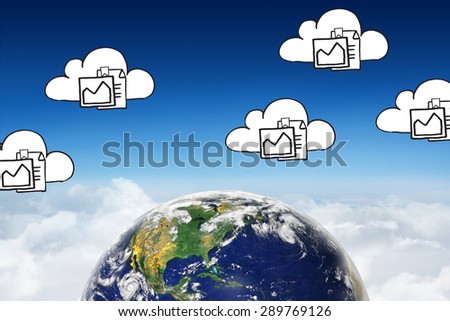 Cloud and files against blue sky over clouds