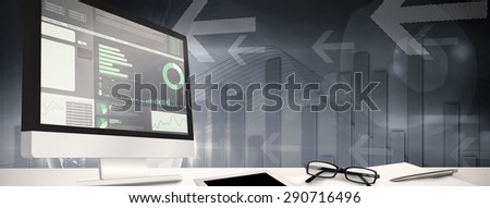 Computer screen against business interface
