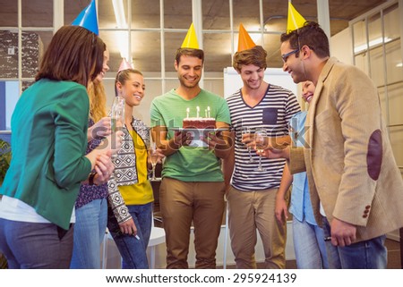 Creative business people celebrating a birthday