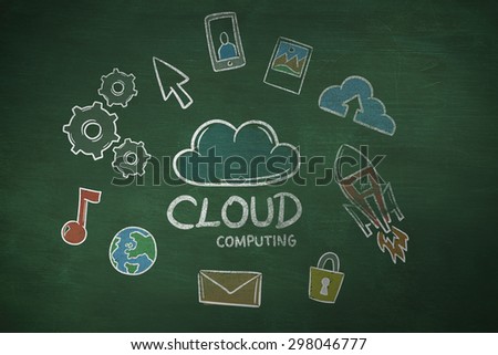 cloud computing doodle against green chalkboard