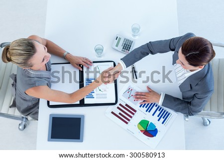 Businesswomen reaching an agreement in an office