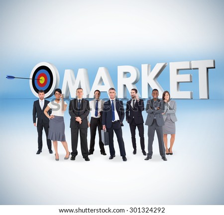 Business team against target market