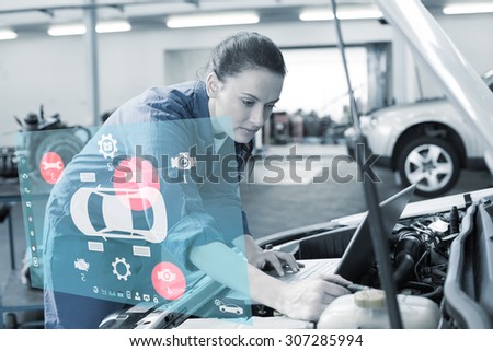 Engineering interface against mechanic using laptop on car