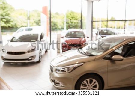 View of row new car at new car showroom