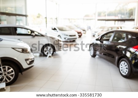 View of row new car at car dealership