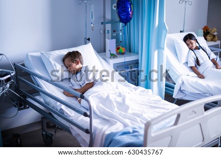 Patients sleeping on the bed at hospital