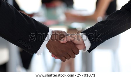 Shaking hands in agreement