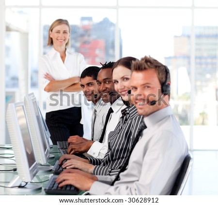 Team of workers working in an office