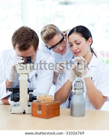 Young people working in a laboratory