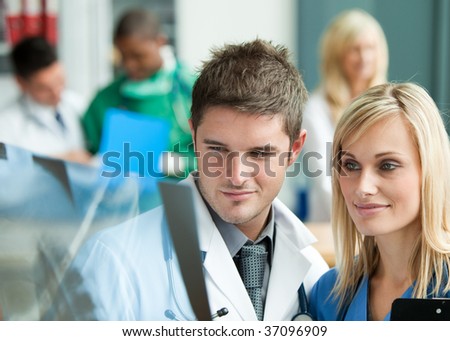 Doctors in hospital reception