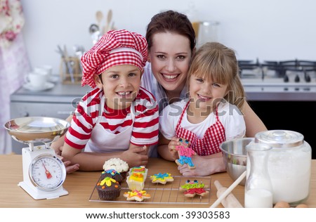 happy mother and children. stock photo : Happy mother