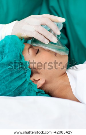 Female patient receiving anaesthetic in the hospital