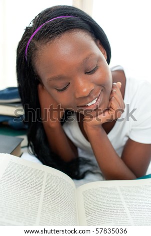 Busy woman reading a book with thumb up