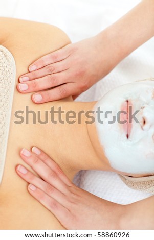 Close-up of a caucasian woman receiving a massage in a beauty center