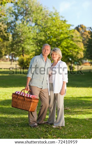 Retired couple looking for a place to picnicking