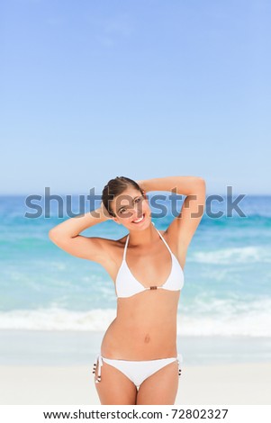 Wonderful woman posing in front of the camera