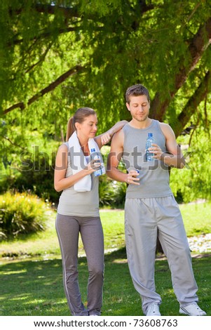 Couple drinking water