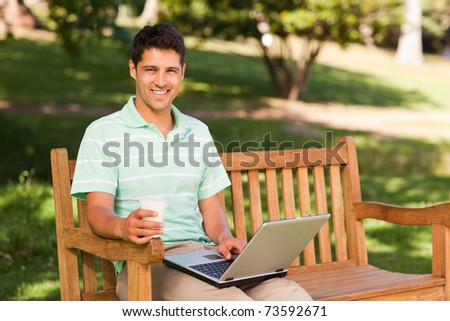 Man working with his laptop