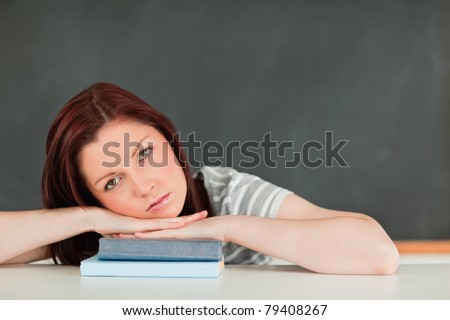Unhappy student in a classroom