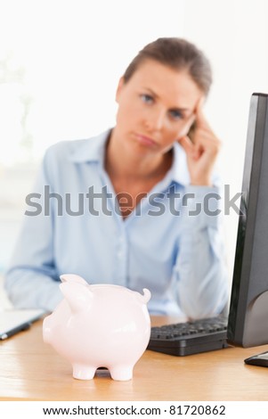 Bankrupt office worker with the camera focus on the foreground