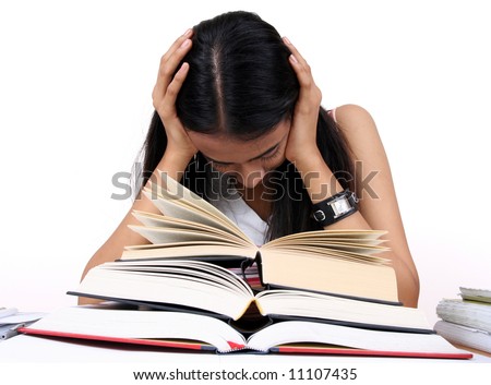 stock photo : Indian student preparing for exams.