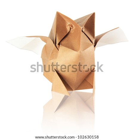 origami japonese owl on the white background