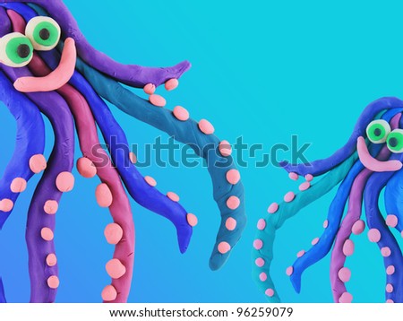 plasticine smile happy octopuses underwater world