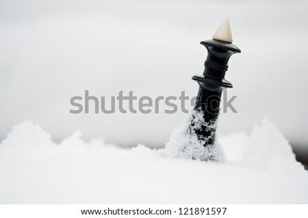 winter chess pieces king on snow