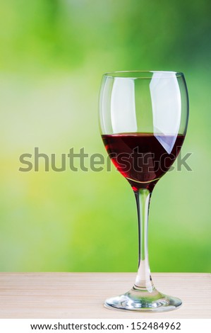 Glass of wine on natural background