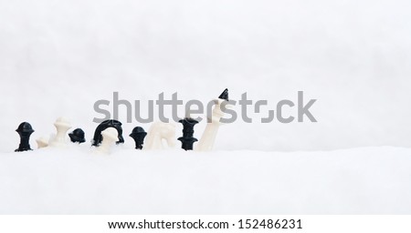 winter travel chess pieces background