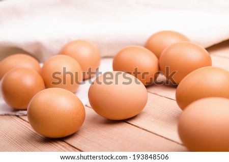 closeup of chicken eggs on background