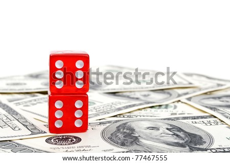 on the dice two sixes and background with money