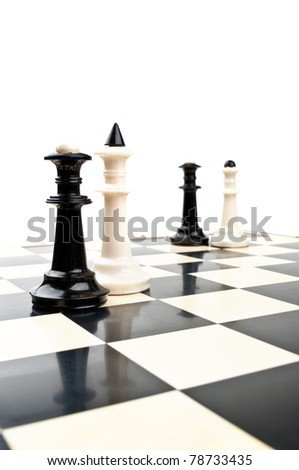 king and queen in chess isolated on a white background