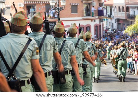 Spanish legionnaires marching during an Easter parade