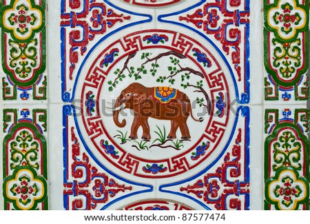 old vintage chinese style wall tiles in the temple
