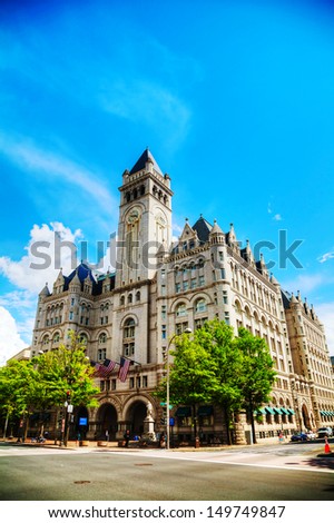 WASHINGTON, DC - MAY 8: Old Post Office pavilion in Washington, DC on May 8, 2013. It\'s known as Old Post Office and Clock Tower and is a historic building of the United States federal government.