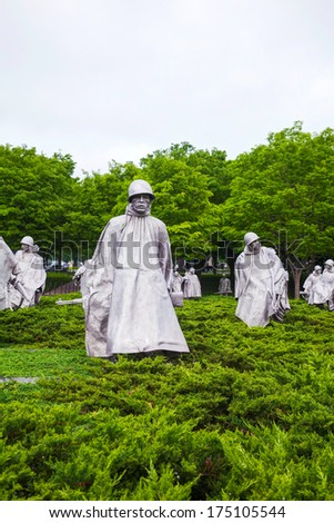 WASHINGTON, DC - MAY 9: Korean Veterans Memorial on May 9, 2013 in Washington, DC. It honors U.S. service members of the U.S. armed forces who fought in the Korean War.