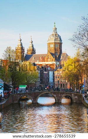 AMSTERDAM - APRIL 15: Basilica of Saint Nicholas (Sint-Nicolaasbasiliek) on April 15, 2015 in Amsterdam, Netherlands. Officially the church was called St. Nicholas inside the Walls.