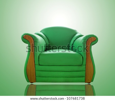 old green leather sofa