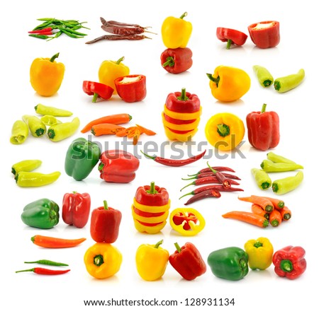 paprika peppers isolated on white background