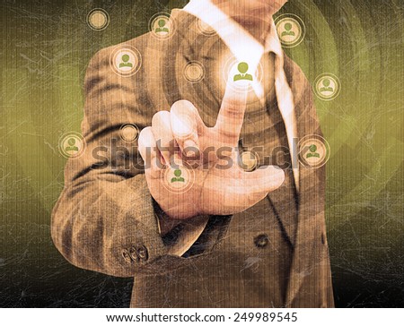 Businessman Choosing the right person in the old texture