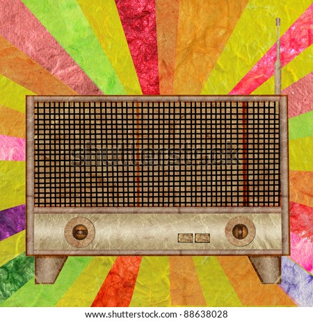 vintage radio icon mulberry paper stick