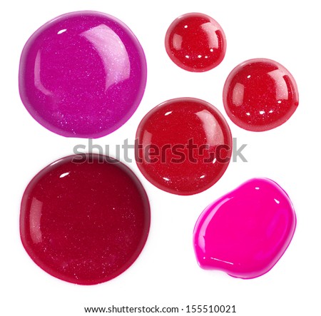 Several Drops Of Red And Pink Nail Polish, Lip Gloss Bulk