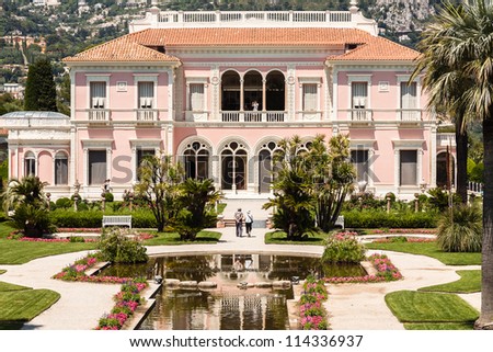 CAP FERRAT , FRANCE - MAY 28: Villa Ephrussi de Rothschild constructed between 1905 and 1912 at Saint-Jean-Cap-Ferrat on the French Riviera on May 28, 2012