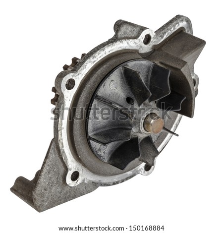 Used water pump dismounted from the vehicle engine cooling system