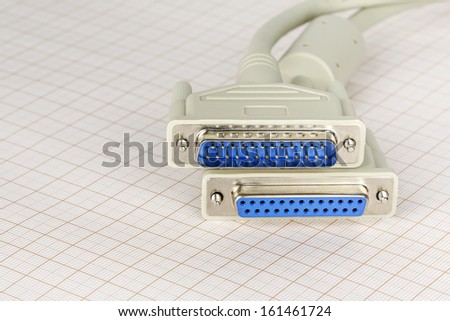 Two plugs of LPT parallel printer cable